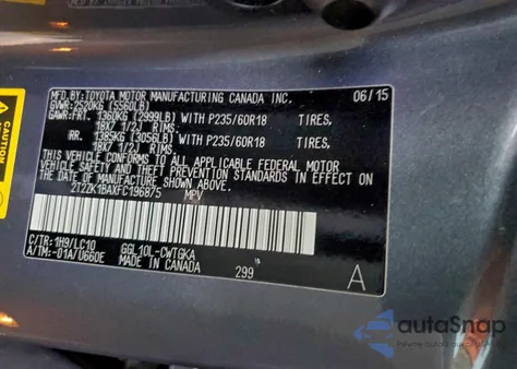 2015 Lexus Rx 350 z USA, uszkodzony, nr VIN 2T2ZK1BAXFC196875